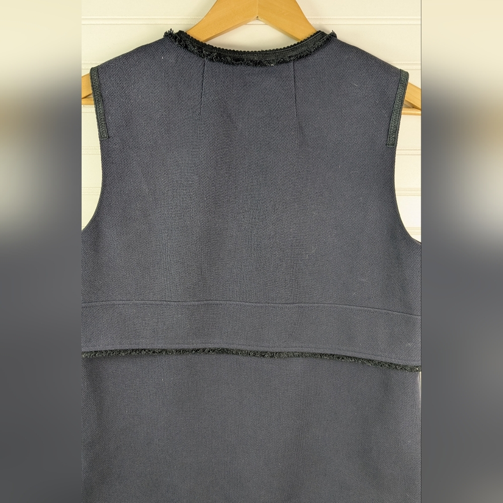 Elie Tahari Midnight Blue Cutout Suede Trim Vest L - Picture 7 of 11